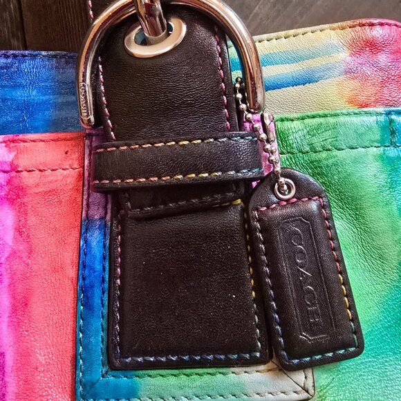 Custom-Colored Tie-Dye Genuine Leather Coach Purse - Picture 3 of 8